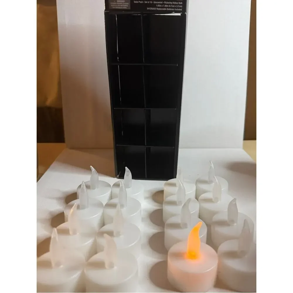 Battery-Operated LED Tea Candles - Pack of Flameless Flickering Yellow Bulb